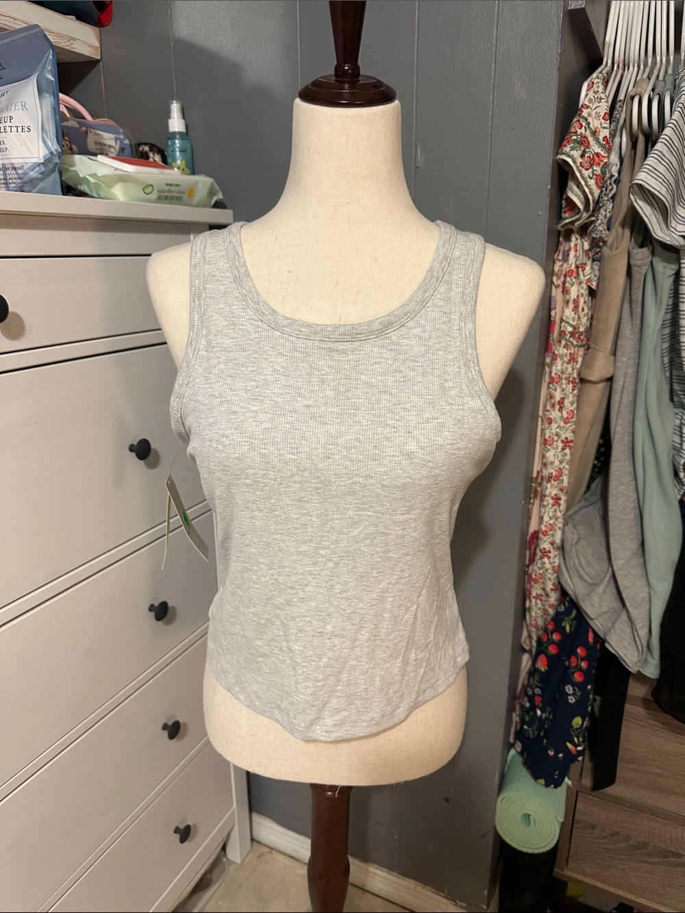 all in motion Light Gray Ribbed Scoop Tank